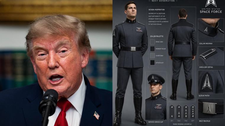 Donald Trump desvela uniforme de Fuerza Espacial de EE. UU. y en redes sociales lo comparan con traje nazi