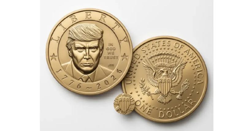Trump hace historia: su rostro aparece en una moneda de US$1 por el 250 aniversario de la independencia de EE. UU.